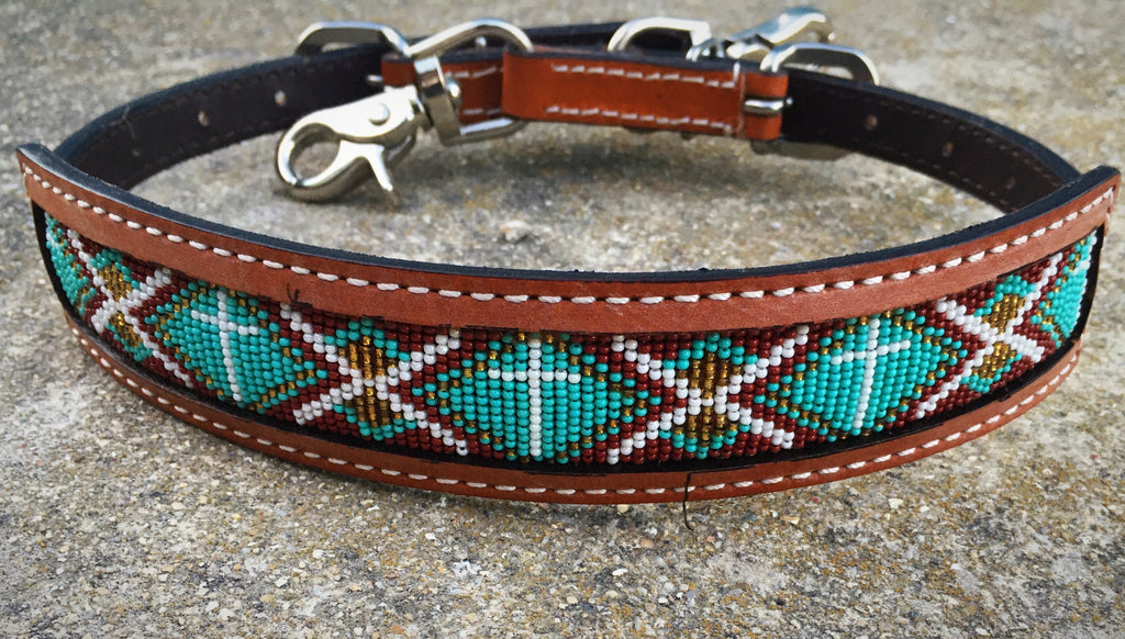 Turquoise Cross Beaded Wither Strap