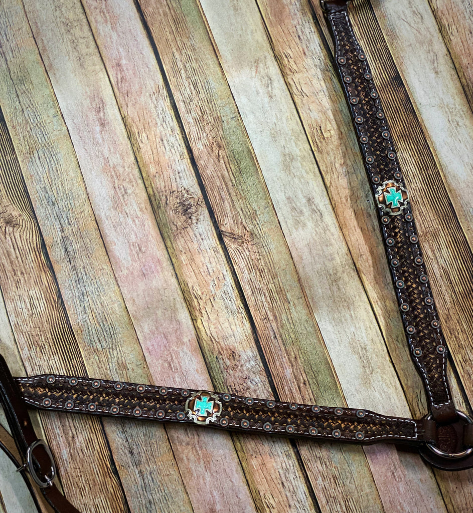 Double J Turquoise Studded Breast Collar