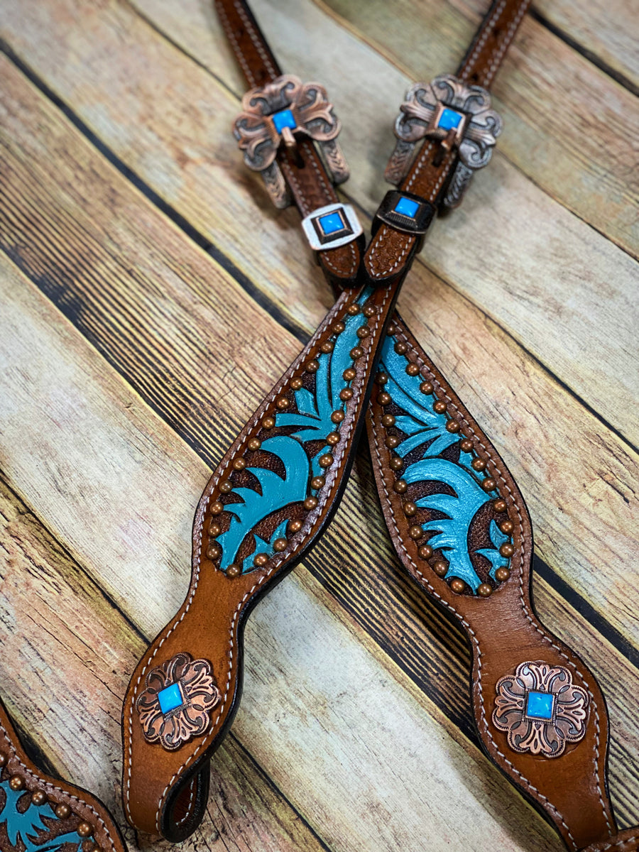 Turquoise Scroll Bronc Halter – Twisted T Tack