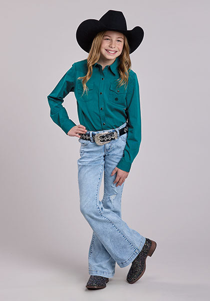 Roper Girl's Blue Jay Shirt