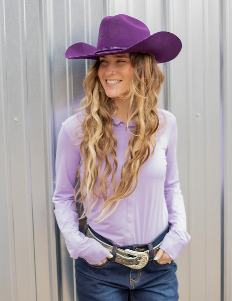 Cowgirl Tuff Lavender Breathe Pullover Button Up