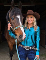 Cowgirl Tuff Deep Turquoise Satin Button Up Pullover