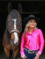 Cowgirl Tuff Hot Pink Satin Button Up Pullover