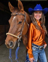 Cowgirl Tuff Copper Satin Button Up Pullover