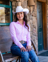 Cowgirl Tuff Pink Candy Stripe with Rhinestones Button Up Pullover