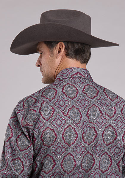 Stetson Men's Wine Medallion Paisley Shirt