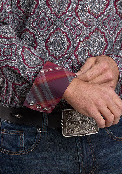 Stetson Men's Wine Medallion Paisley Shirt