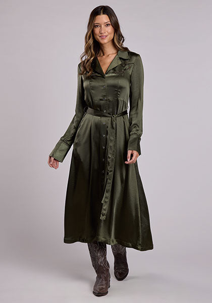 Stetson Women's Olive Satin Dress