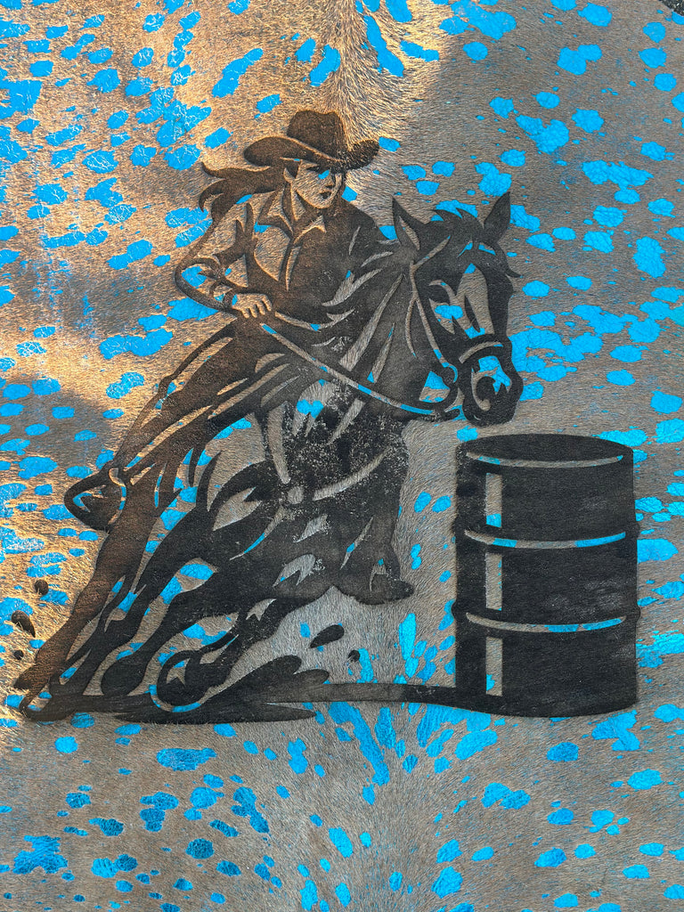 Teal Acid Washed Barrel Racer Hide