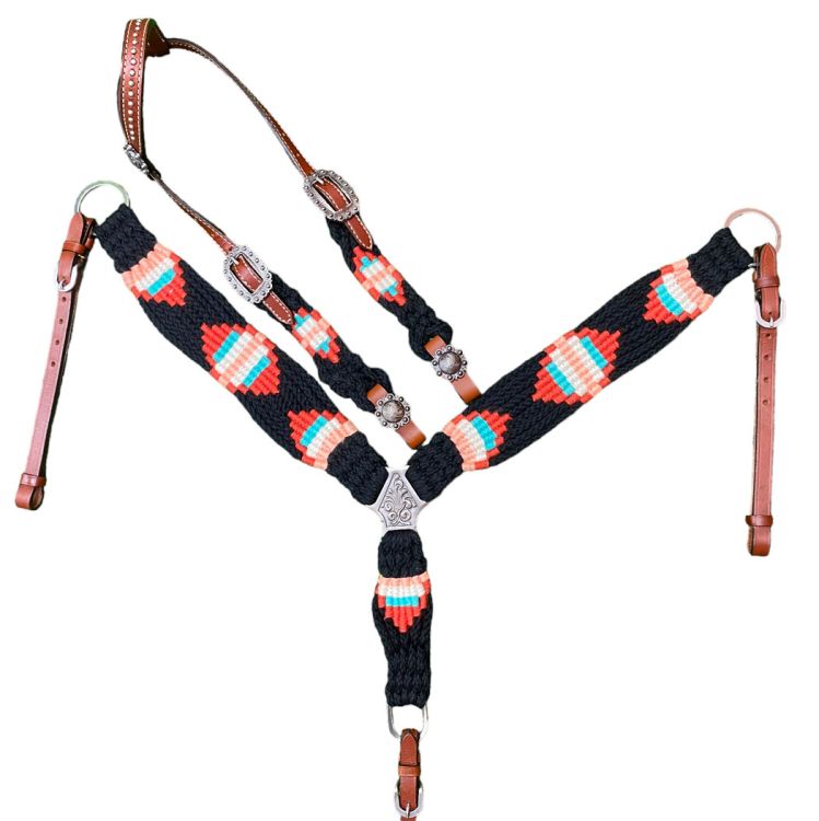 Black, Red, and Coral Chorded Tack