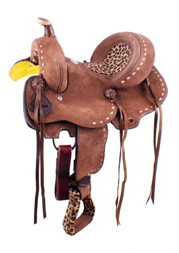 10 Inch Cheetah Seat Barrel Saddle