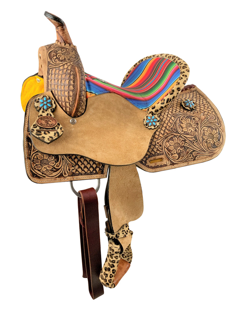 10 Inch Serape and Cheetah Barrel Saddle