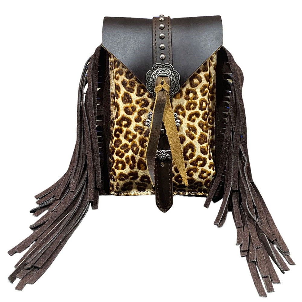 Cheetah Cowhide Rear Cinch Saddle Bag