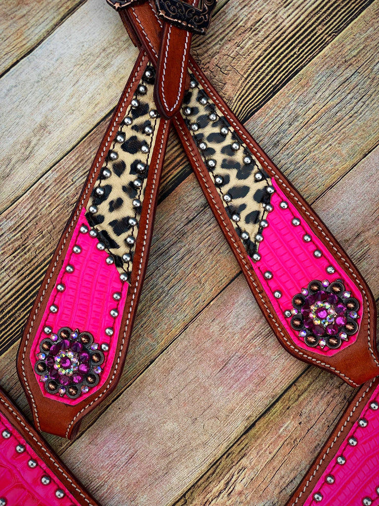 Hot Pink Cheetah Cob Size Tack Set