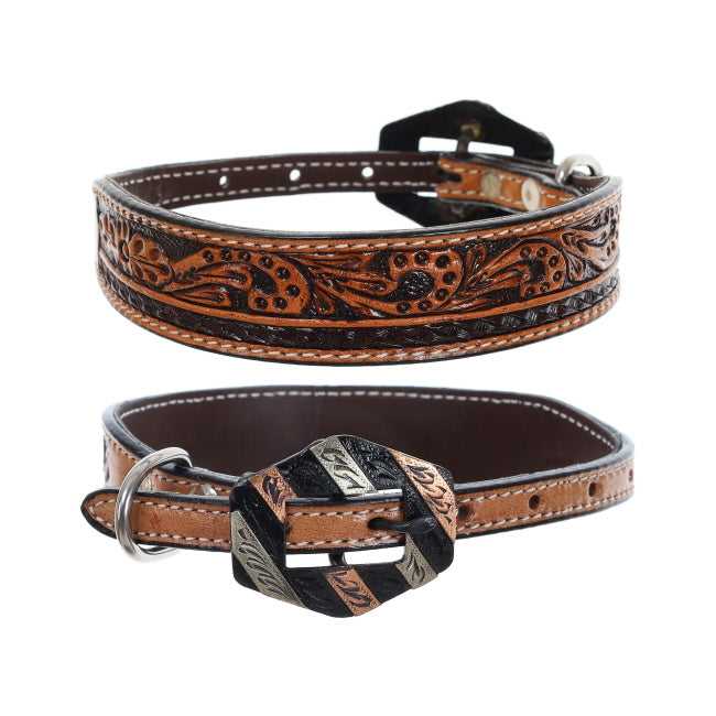 Paisley Leather Dog Collar