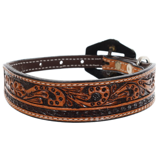 Paisley Leather Dog Collar