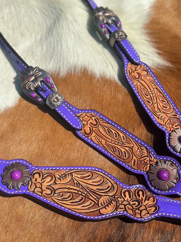 Purple Tooled Tack Set