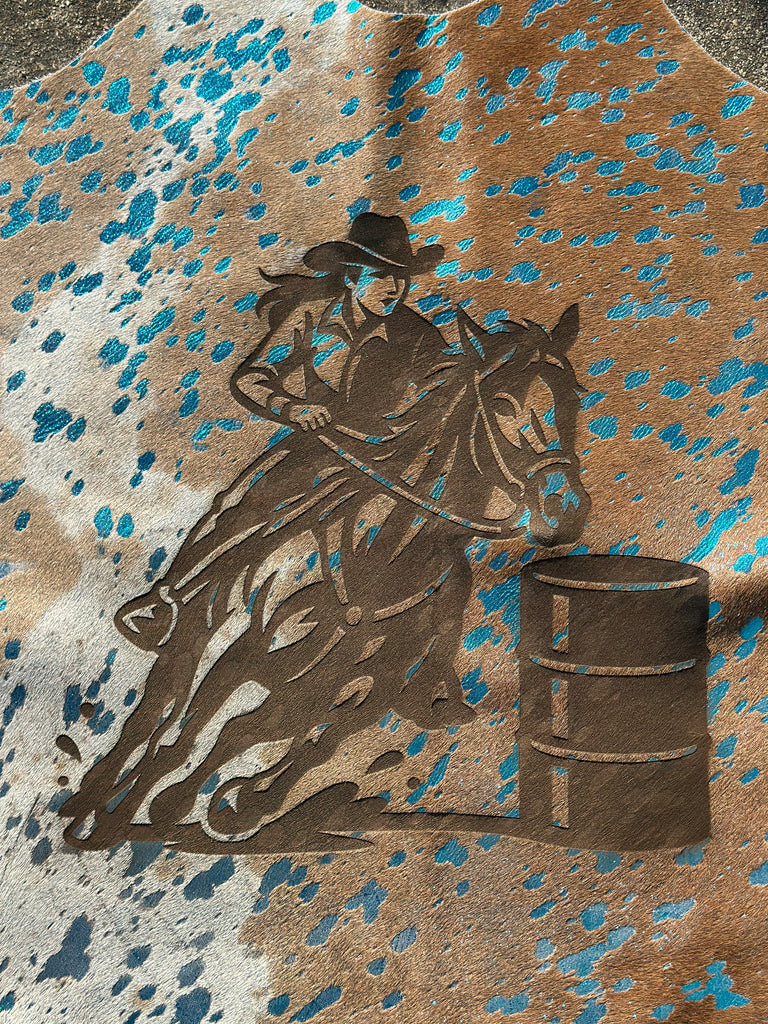 Turquoise Splatter Barrel Racer Hide