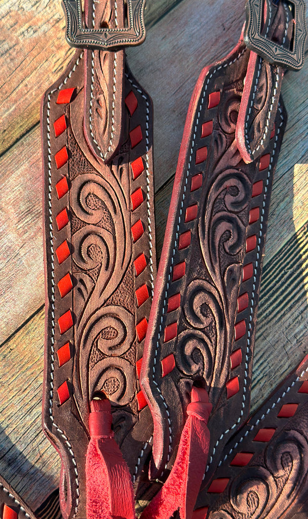 Red Buckstitch Cob Size Tack Set