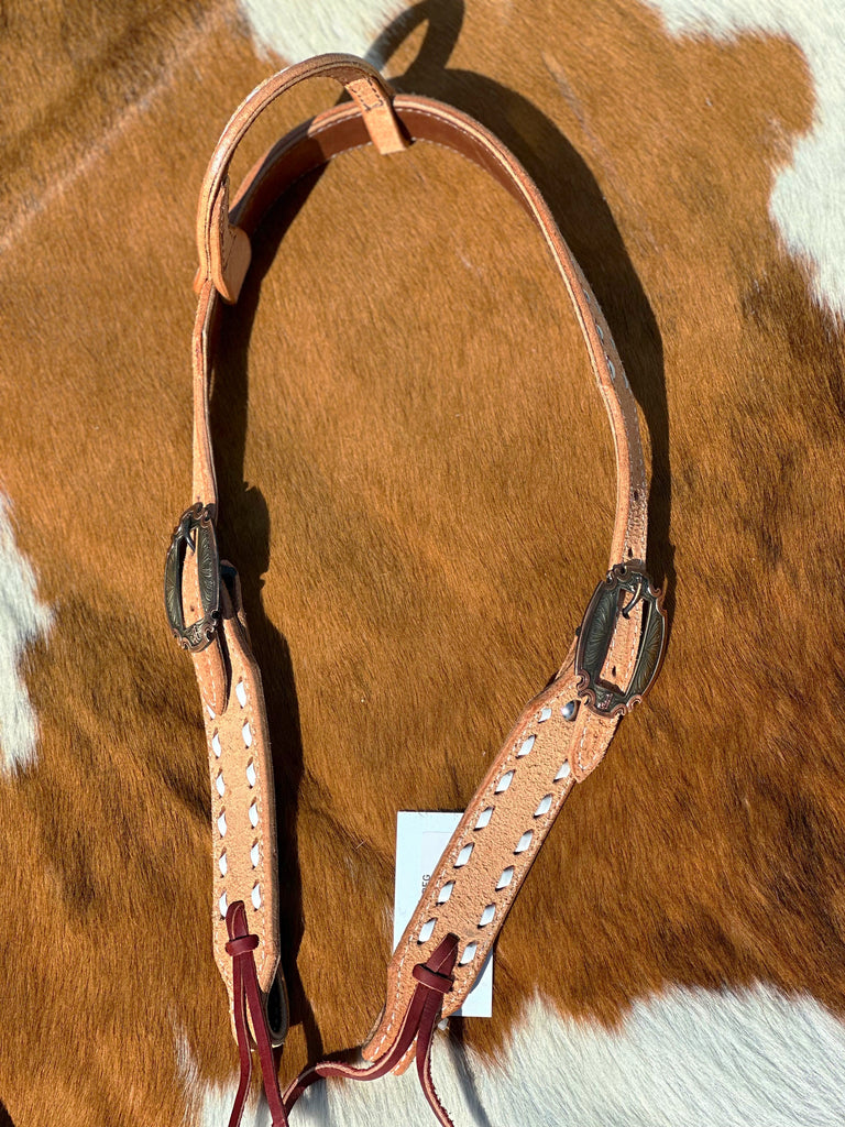 Double J Natural Rough Out One Ear Headstall