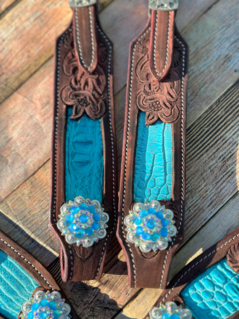 Teal Gator Inlay with Tooling Cob Size Tack Set