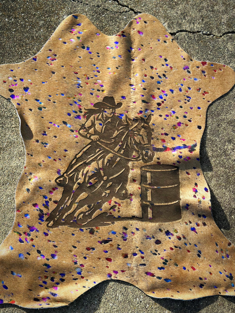 Rainbow Splatter Barrel Racer Acid Washed Hide