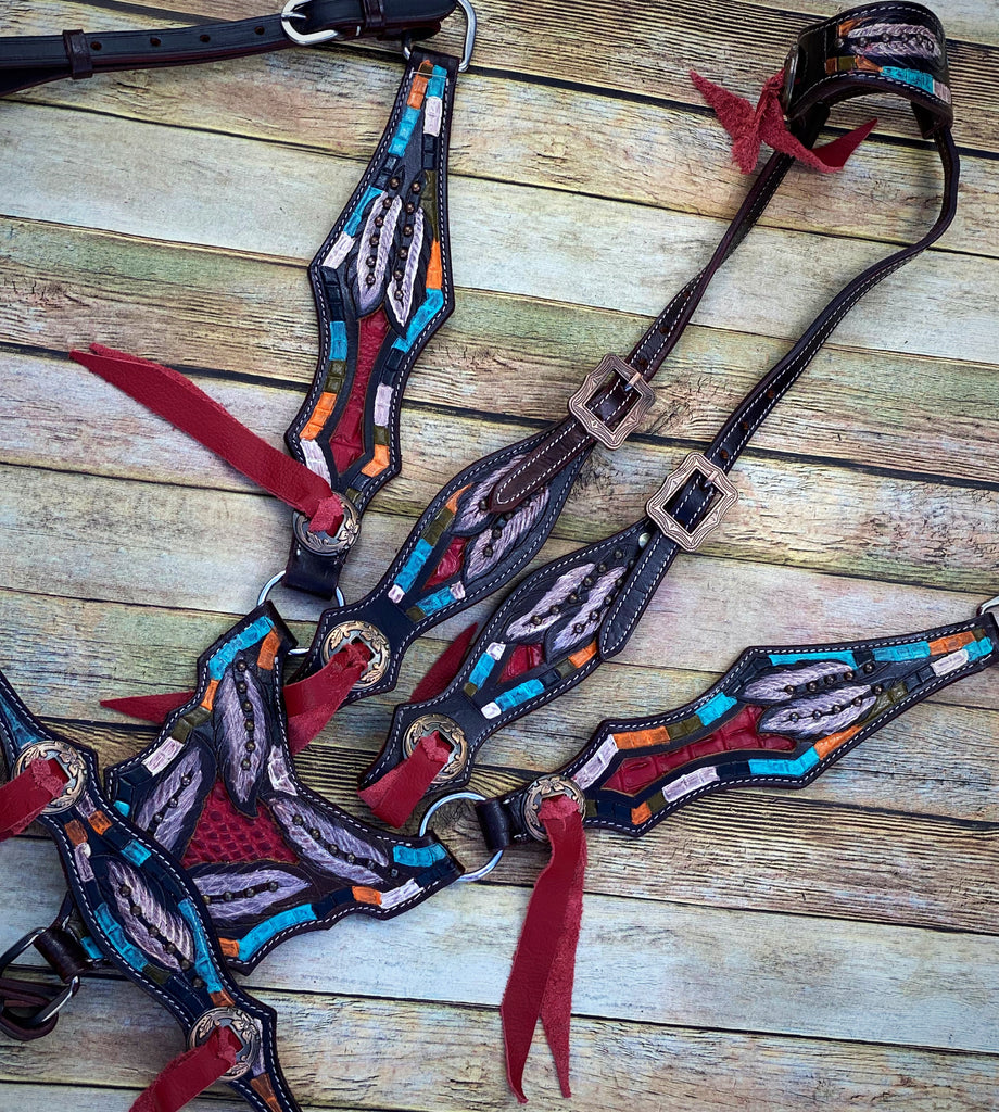 Crimson Feather Tack Set