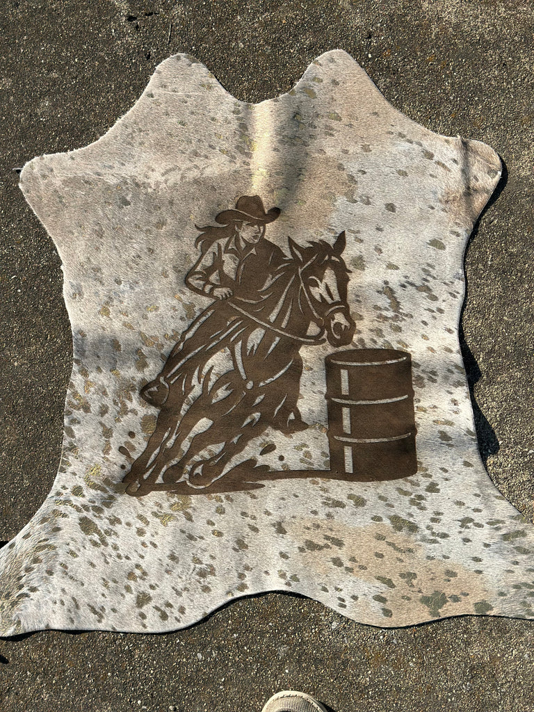 Gold Splatter Acid Washed Barrel Racer Hide