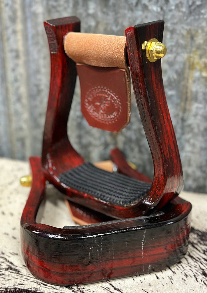 Black and Ruby Red Nettles Barrel Racer Stirrups