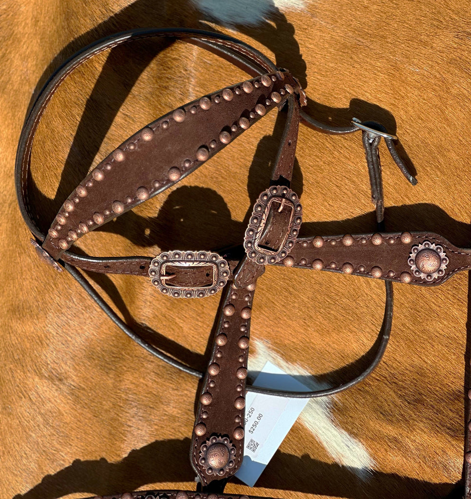 Double J Chocolate Roughout Headstall