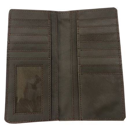 Light Brown Rough Out Leather Hair on Cowhide with Guns Bi-fold Wallet