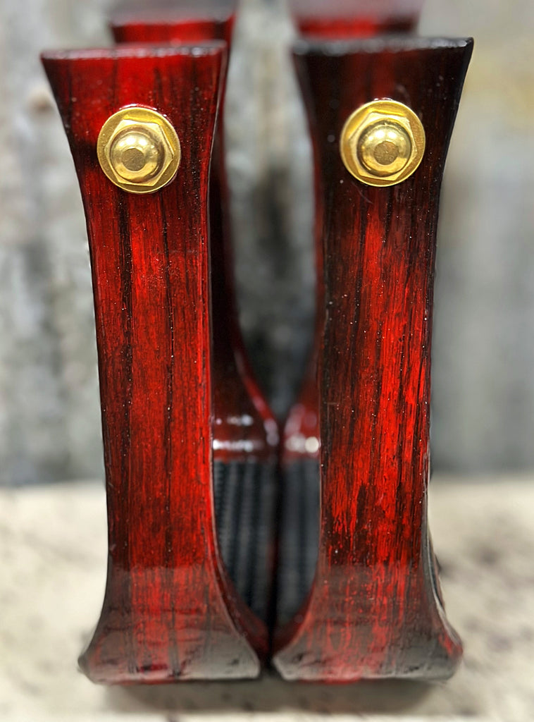 Black and Ruby Red Nettles Barrel Racer Stirrups