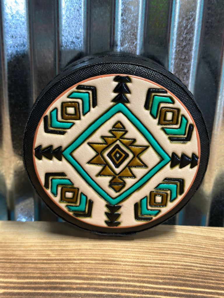 Aztec Tooled Travel Jewelry Box