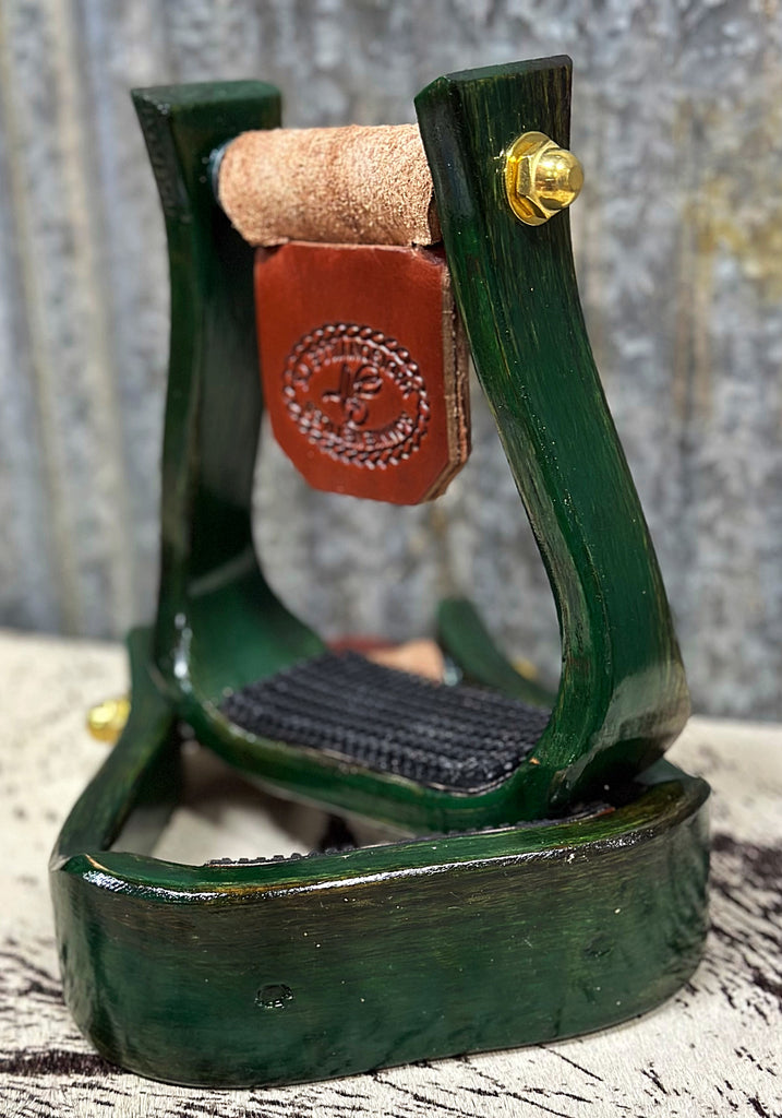 Distressed Green Nettles Barrel Racer Stirrups