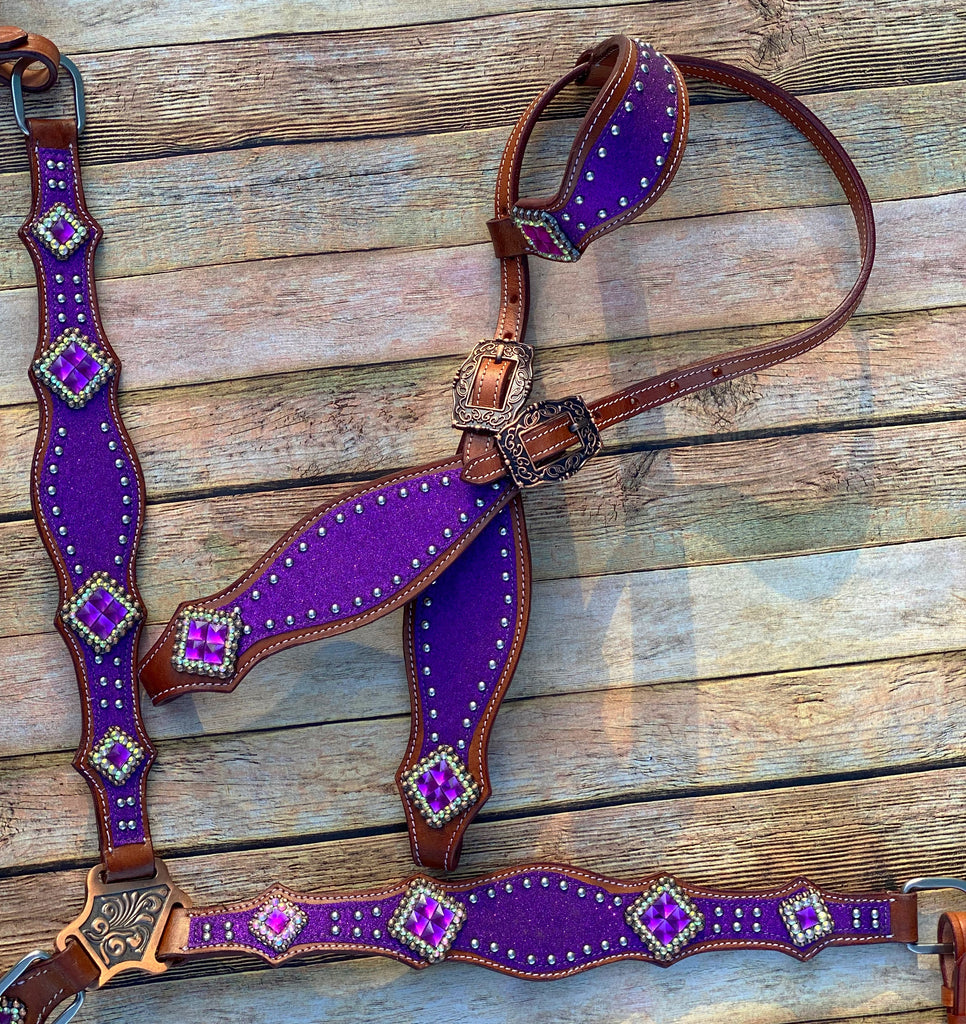 Purple Glitter Cob Tack Set