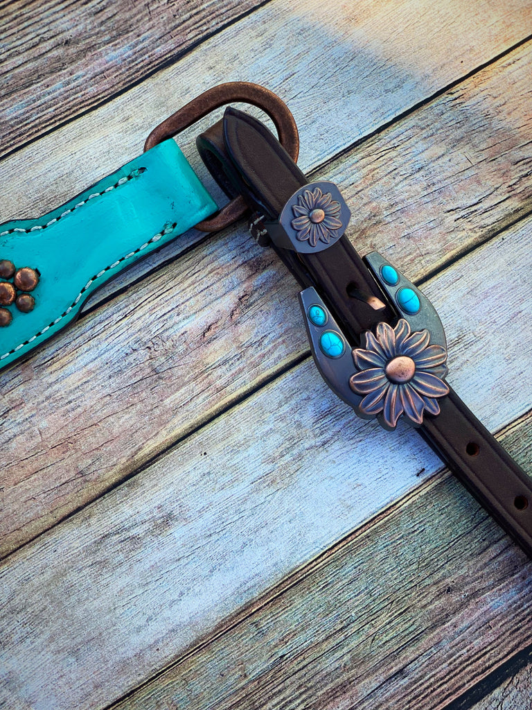 Turquoise Tooled Tack Set