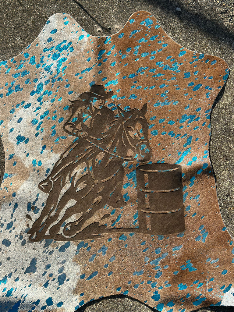 Turquoise Splatter Barrel Racer Hide