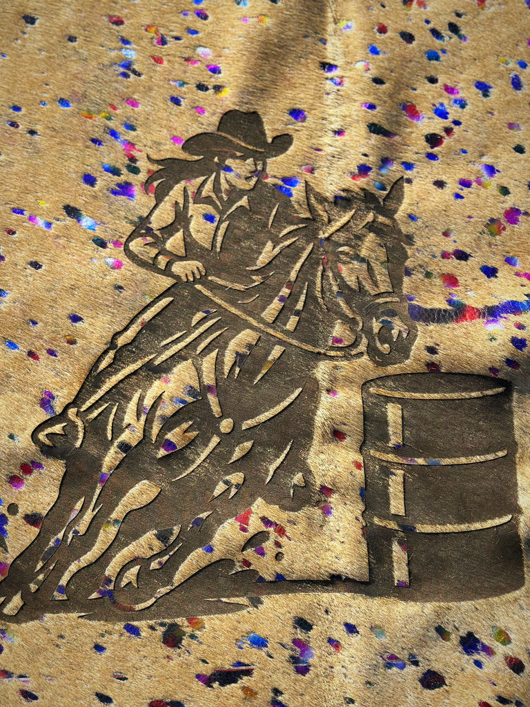 Rainbow Splatter Barrel Racer Acid Washed Hide