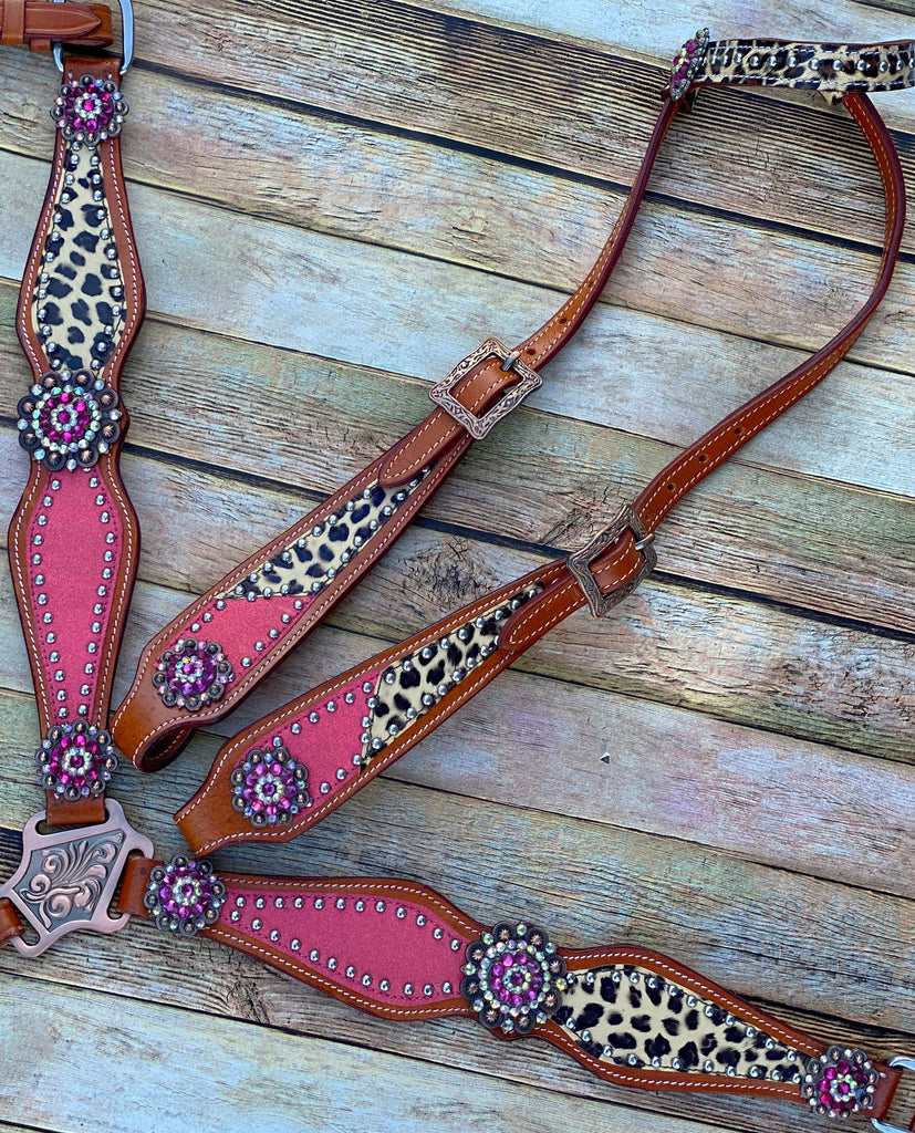 Pink Cheetah Cob Size Tack Set