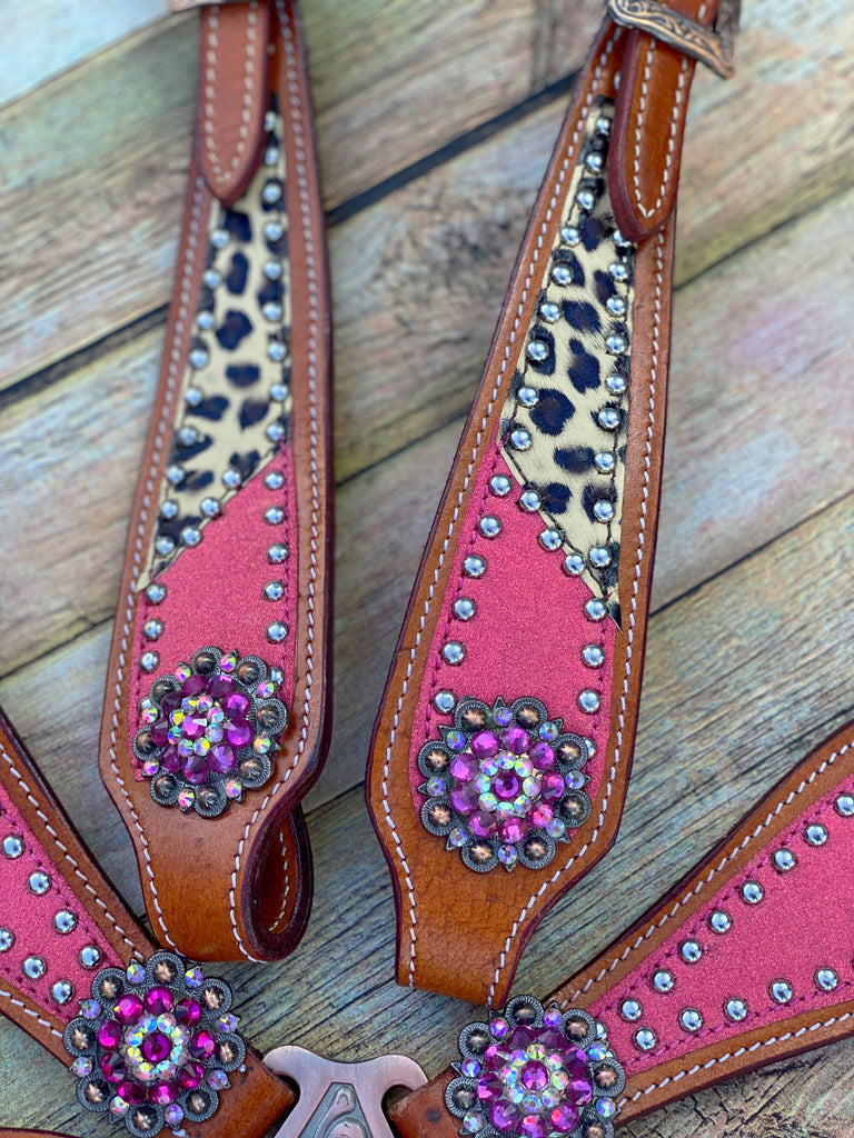 Pink Cheetah Cob Size Tack Set