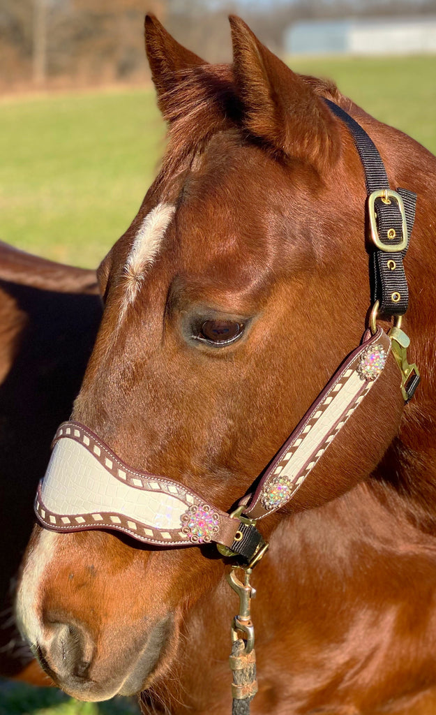 White Holographic Gator Bronc Halter