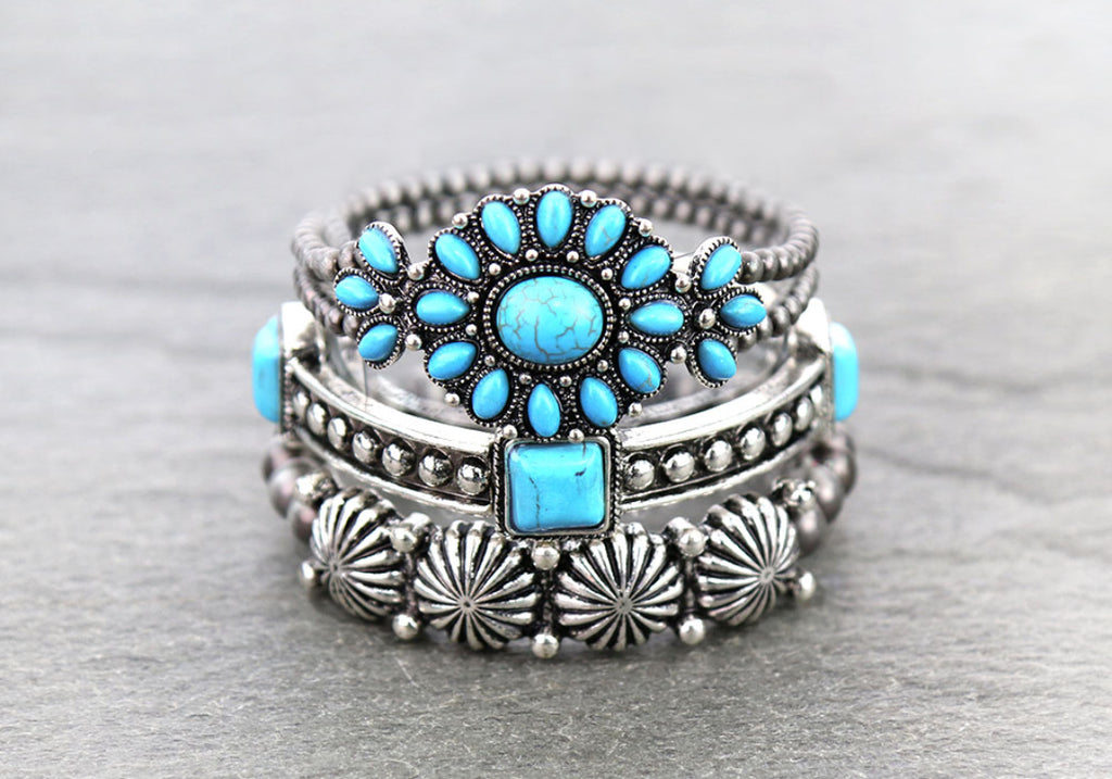 Turquoise Concho Stackable Bracelet