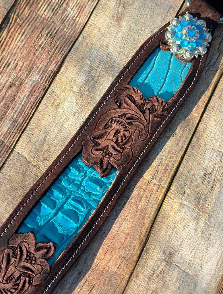 Teal Gator Inlay with Tooling Cob Size Tack Set