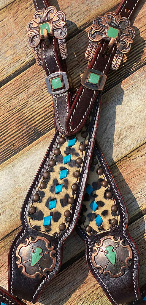 Turquoise Cheetah Tack Set