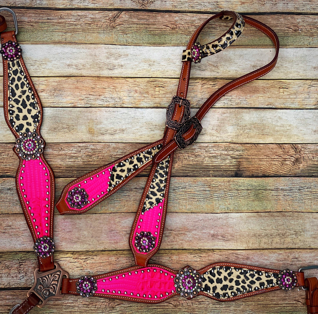 Hot Pink Cheetah Cob Size Tack Set