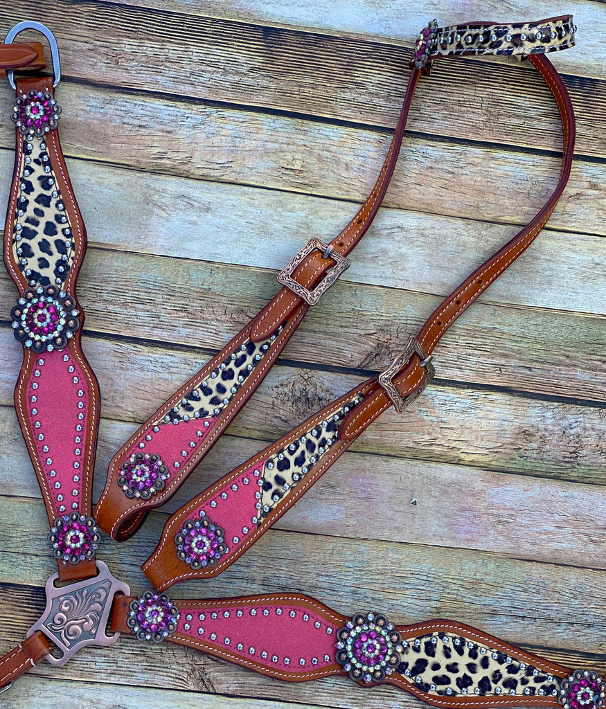 Pink Cheetah Cob Size Tack Set