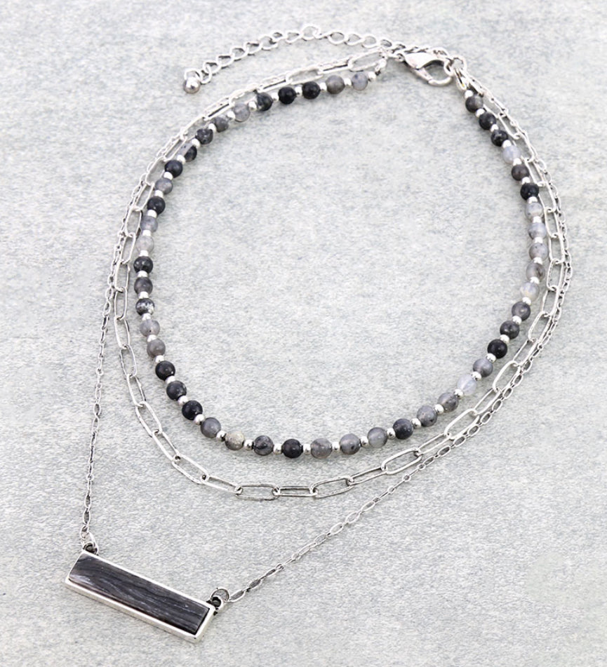 Black Navajo Pearl Style Layered Necklace