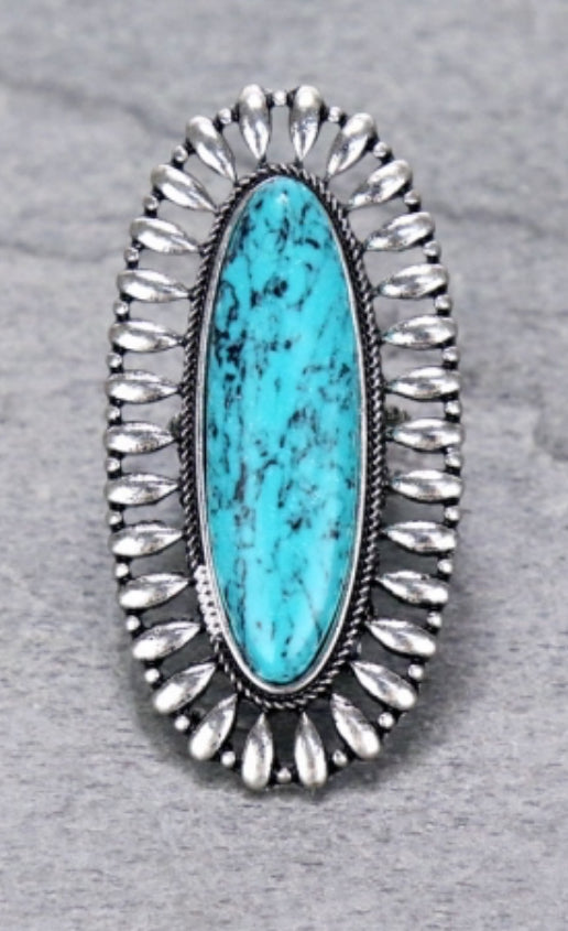 Concho Stone Adjustable Ring