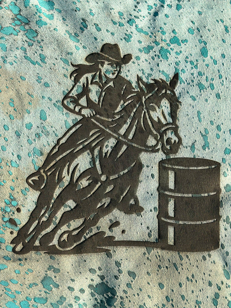 Turquoise Splatter Barrel Racer Hide
