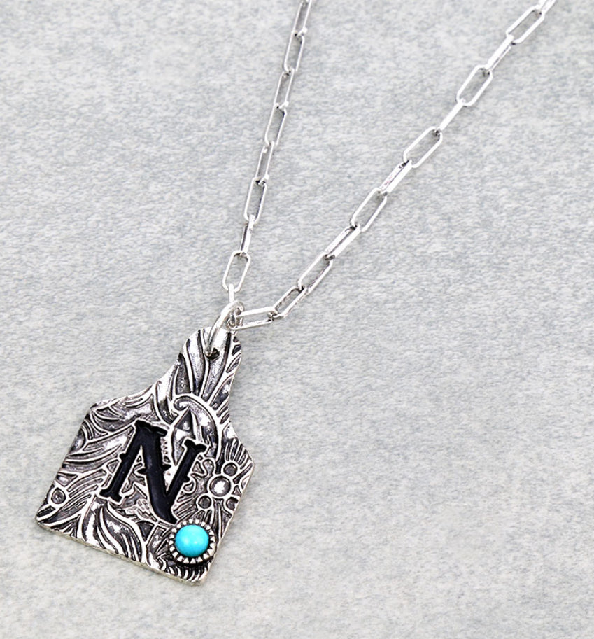 "N" Ear Tag Necklace